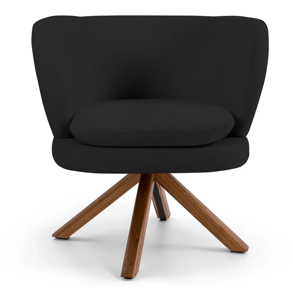 Kit 2 Poltronas Decorativas Melissa Base Giromad Giratória Veludo C-300 Preto - Domi