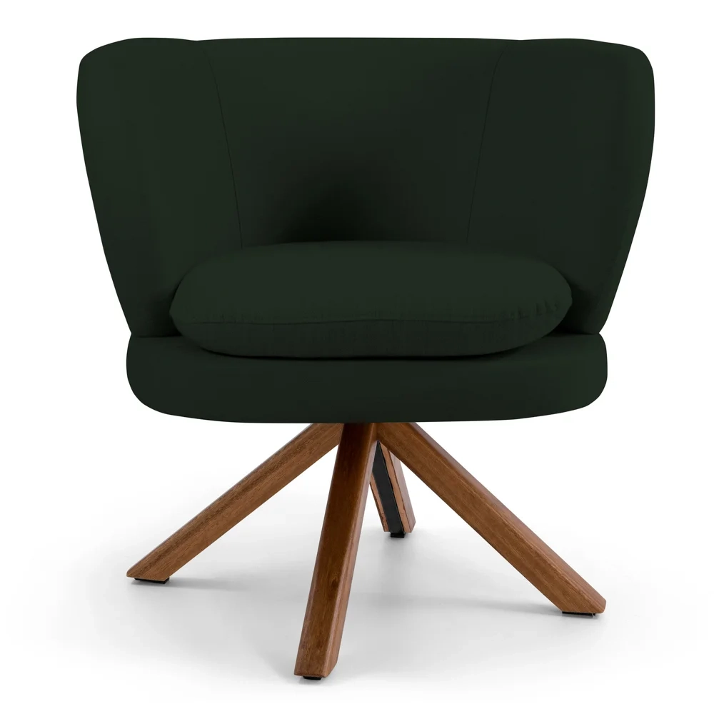 Kit 2 Poltronas Decorativas Melissa Base Giromad Giratória Veludo C-303 Verde Musgo - Domi