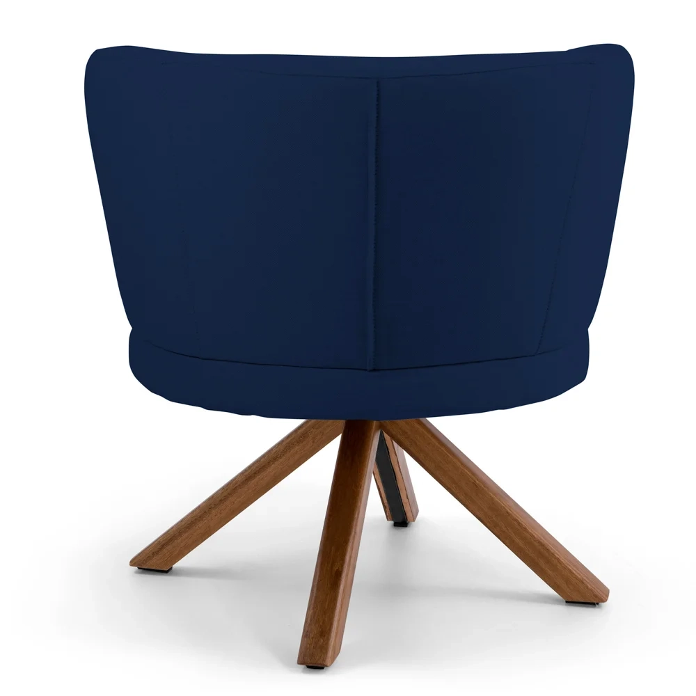 Kit 2 Poltronas Decorativas Melissa Base Giromad Giratória Veludo C-304 Azul Marinho - Domi