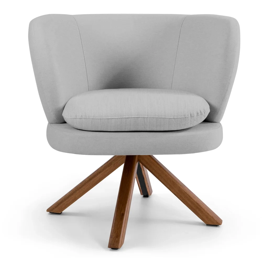 Kit 2 Poltronas Decorativas Giratória Base Giromad Melissa D-315 Linho Cinza Claro - Domi