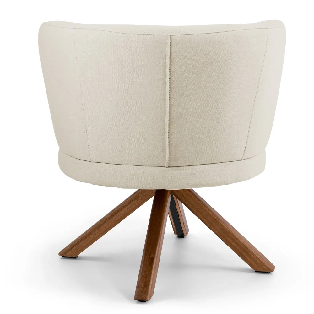 Kit 02 Poltronas Decorativas Melissa Base Giromad Giratória C-107 Linho Bege - Domi