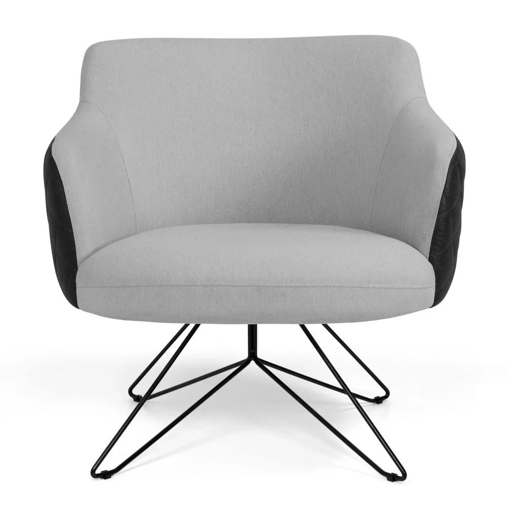 Kit 2 Poltronas Decorativas Jade Base Orby Fixa Corano C-05 Lona C-315 Cinza Claro - Domi