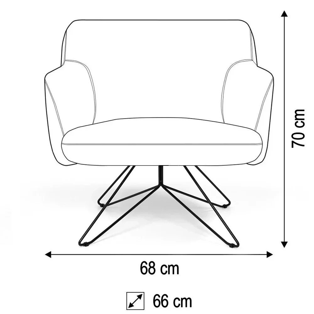Kit 02 Poltronas Decorativas Jade Base Orby Fixa C-416 Corano Tressê Linho Cinza Escuro - Domi