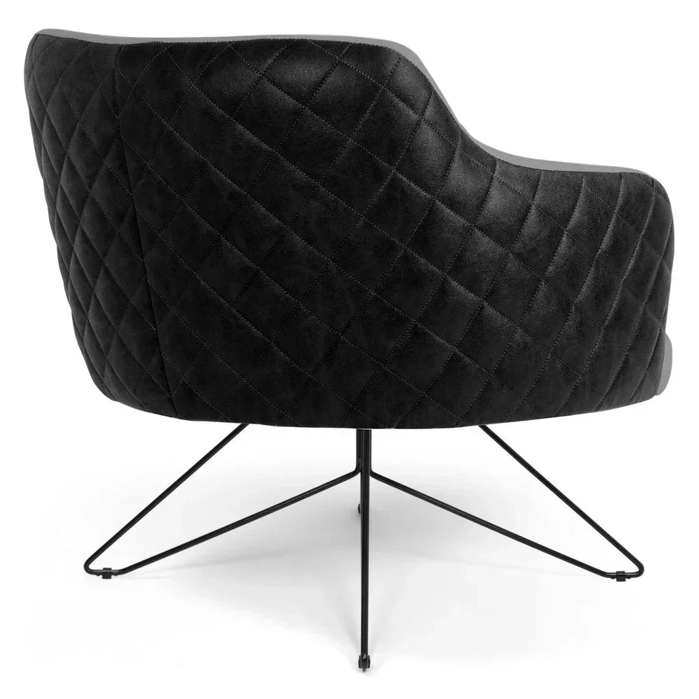 Kit 02 Poltronas Decorativas Jade Base Orby Fixa C-416 Corano Tressê Linho Cinza Escuro - Domi