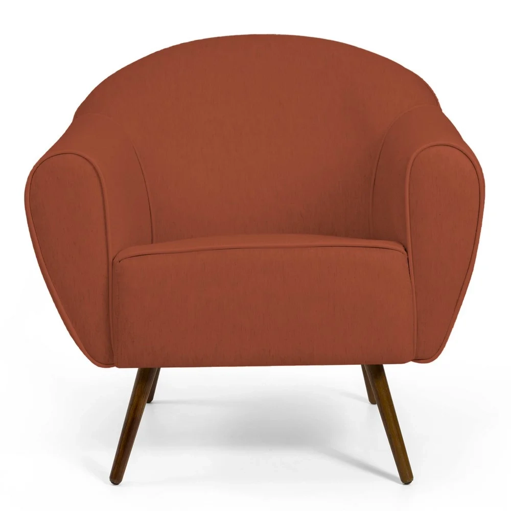 Kit 2 Poltronas Decorativas Pés Palito Madeira Nina C-262 Veludo Telha - Domi