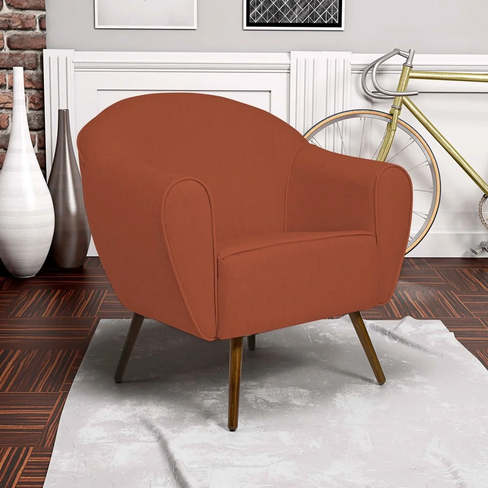 Kit 2 Poltronas Decorativas Pés Palito Madeira Nina C-262 Veludo Telha - Domi