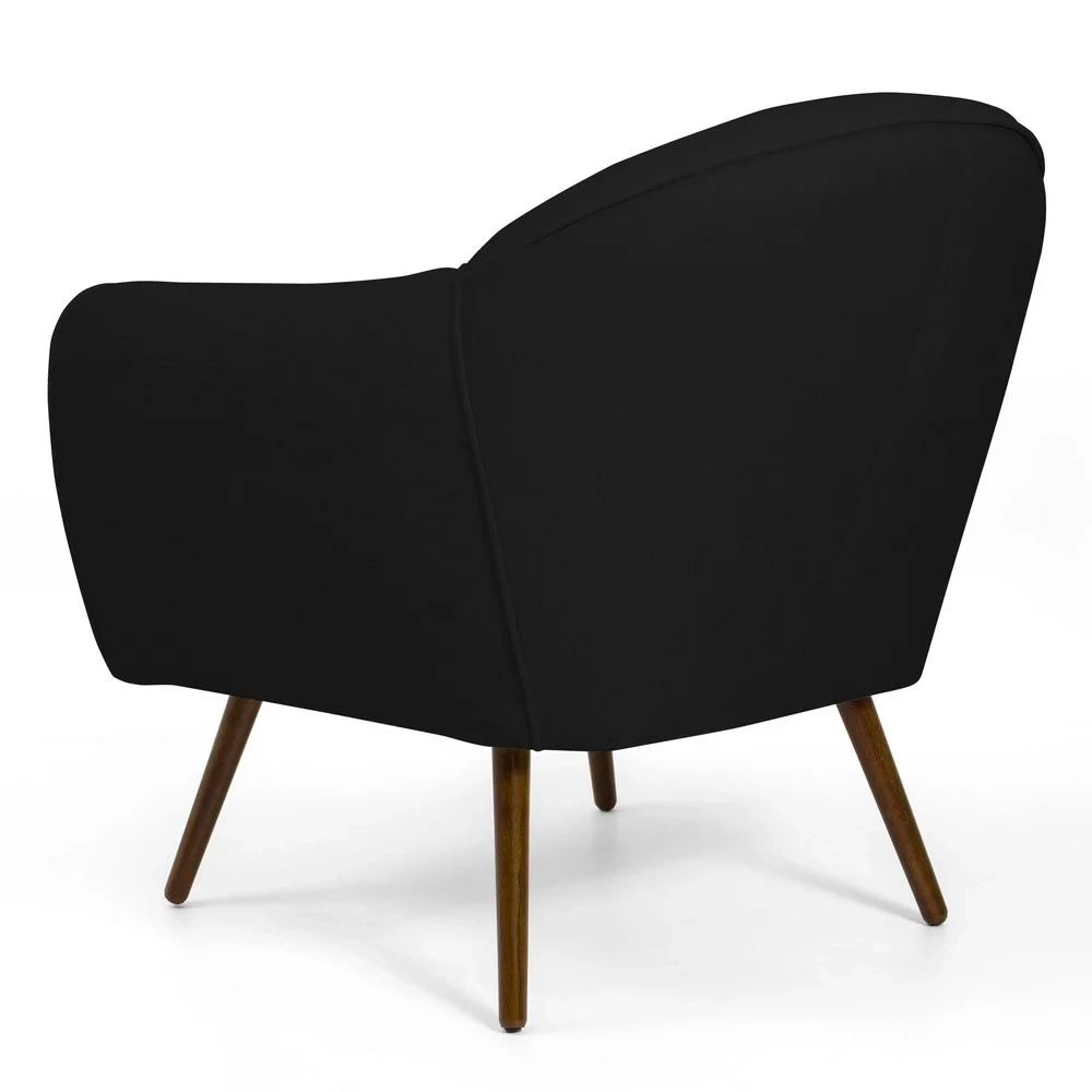 Kit 2 Poltronas Decorativas Pés Palito Madeira Nina C-300 Veludo Preto - Domi