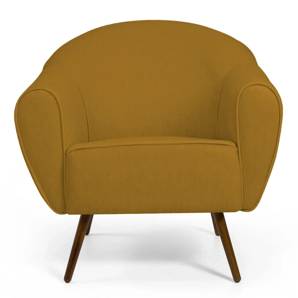 Kit 2 Poltronas Decorativas Pés Palito Madeira Nina C-279 Veludo Mostarda - Domi