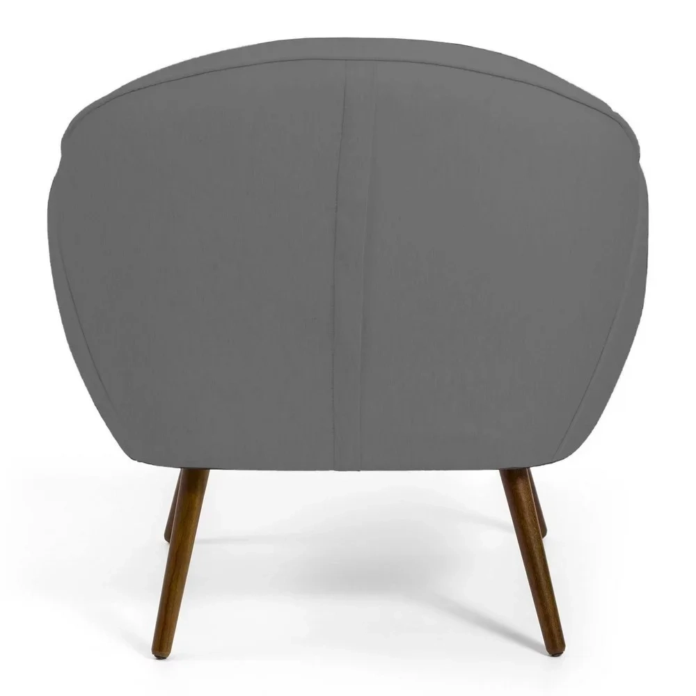 Kit 02 Poltronas Decorativas Nina Pés Palito Madeira C-416 Linho Cinza Escuro - Domi