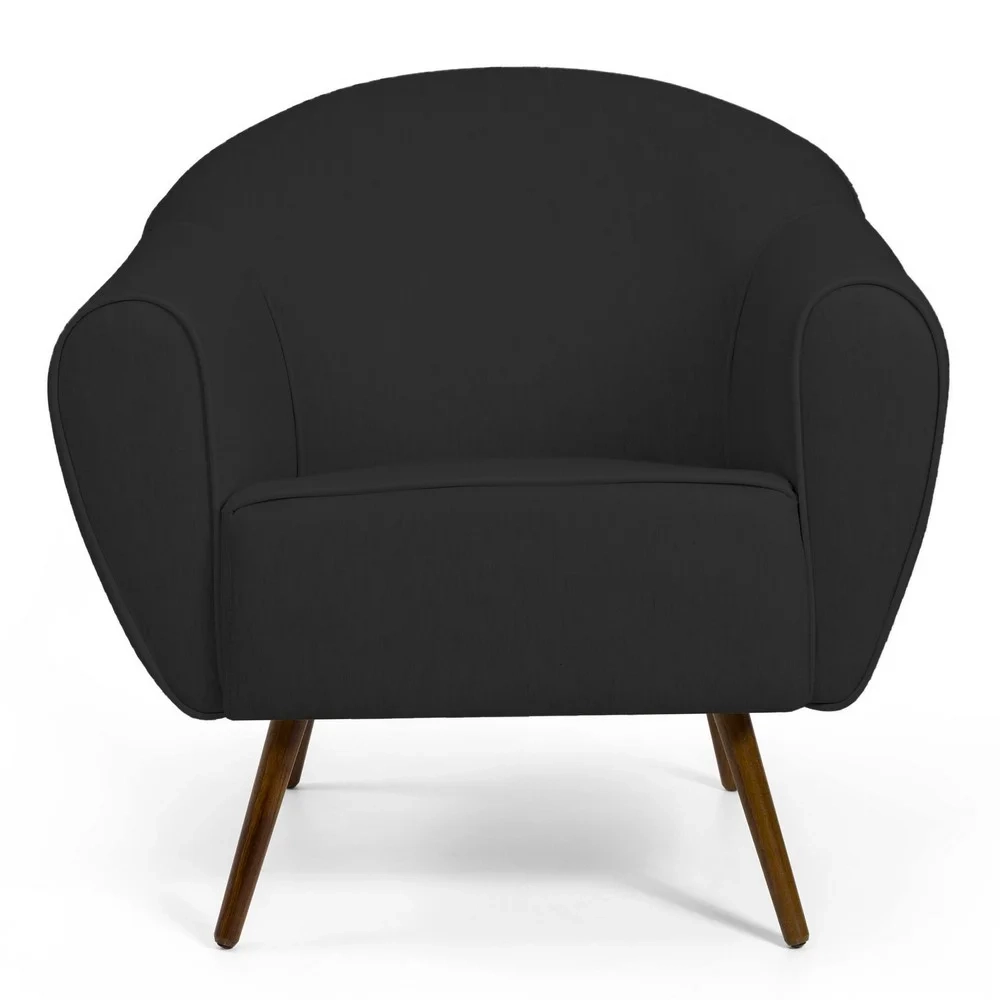 Kit 2 Poltronas Decorativas Nina Pés Palito Madeira D-465 Linho Chumbo - Domi