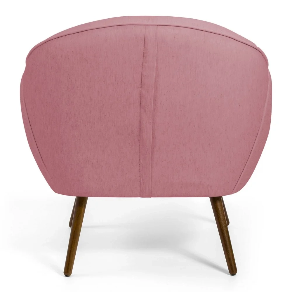 Kit 02 Poltronas Decorativas Nina Pés Palito Madeira C-105 Linho Rosê - Domi