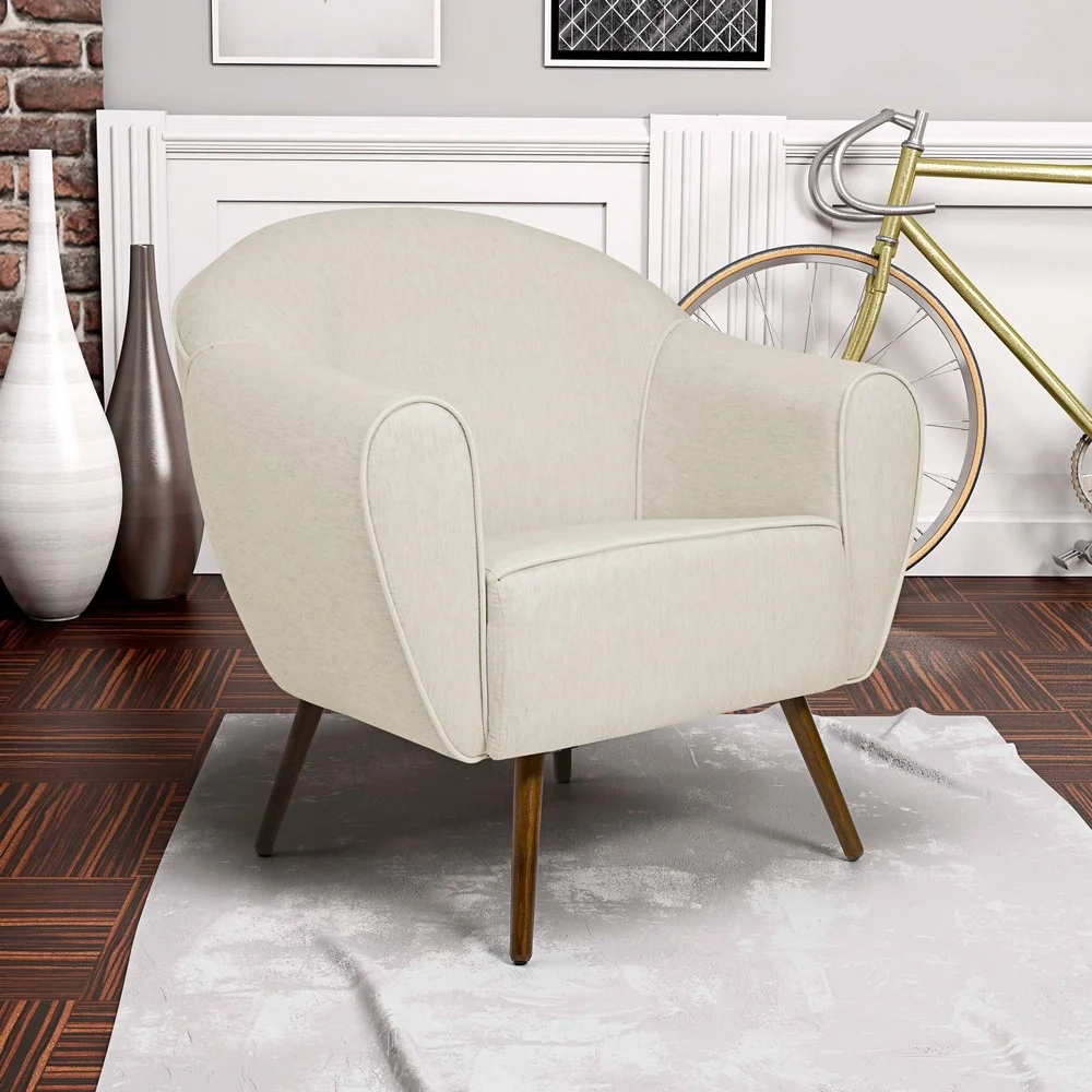 Kit 02 Poltronas Decorativas Nina Pés Palito Madeira C-107 Linho Bege - Domi