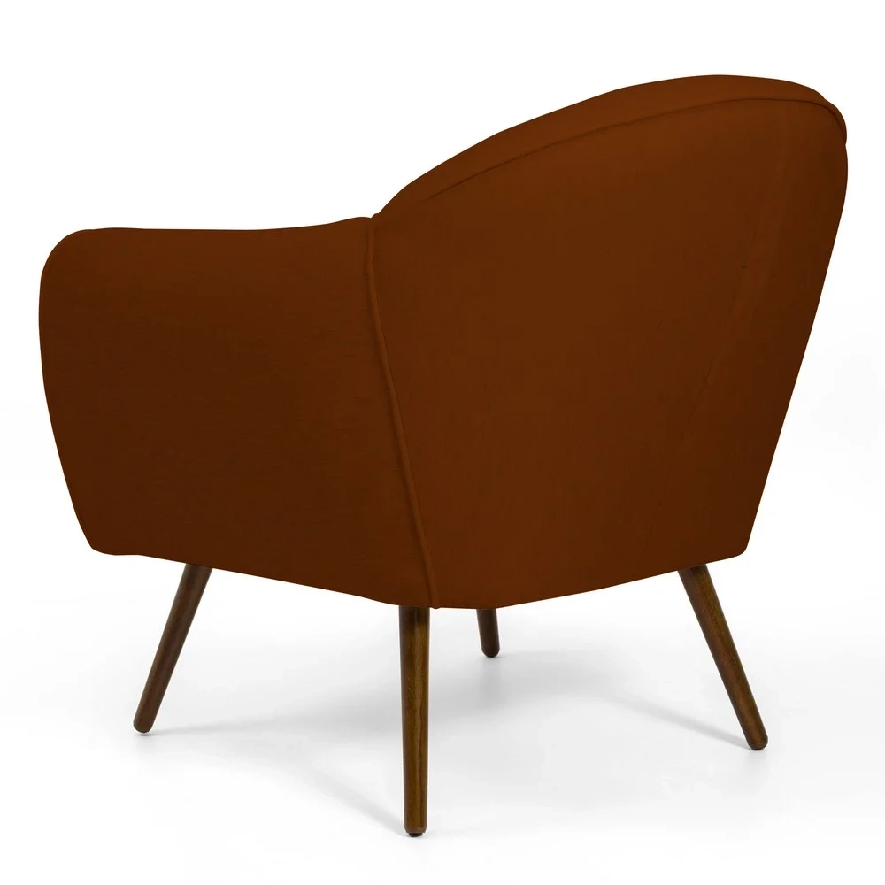 Kit 02 Poltronas Decorativas Nina Pés Palito Madeira B-355 Linho Terracota - Domi