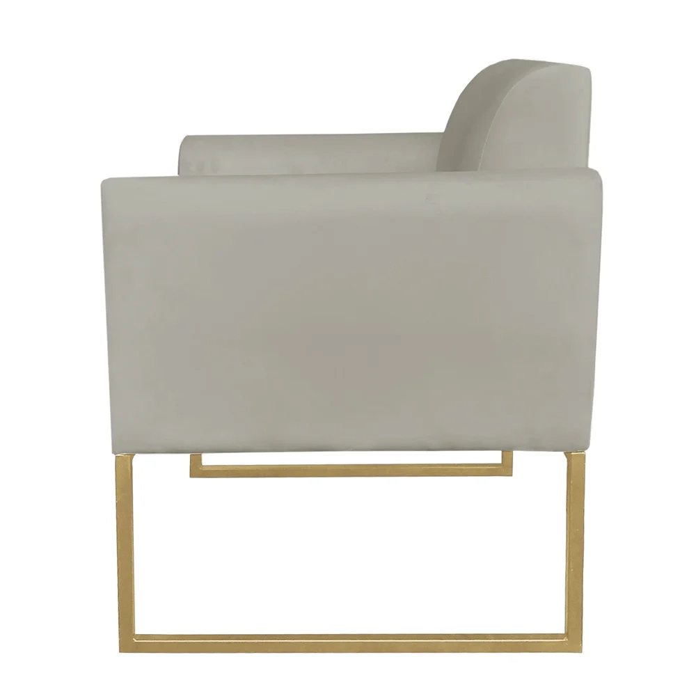 Kit 2 Poltronas Decorativas Base Industrial Dourada Maressa S12 Suede Marrom Rato - Ibiza