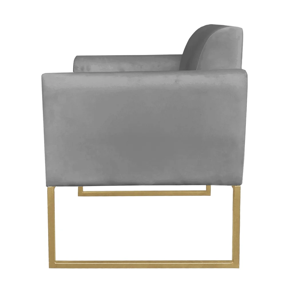 Kit 2 Poltronas Decorativas Base Industrial Dourada Maressa S08 Suede Grafite - Ibiza