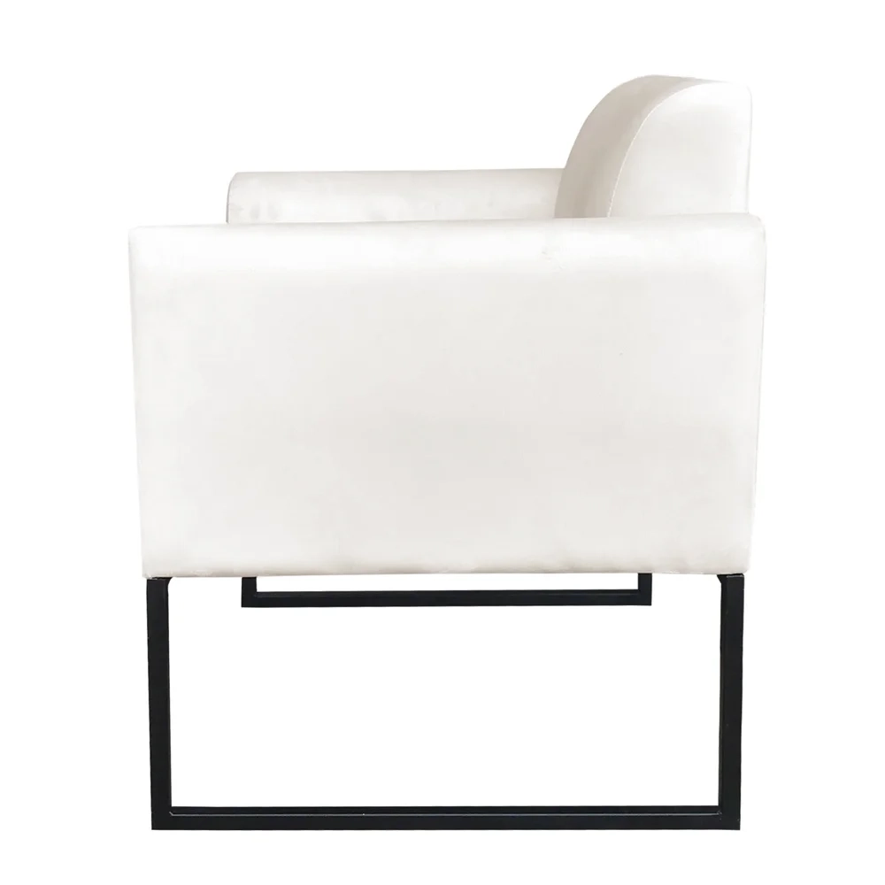 Kit 2 Poltronas Decorativas Base Industrial Preto Maressa S03 Suede Bege - Ibiza