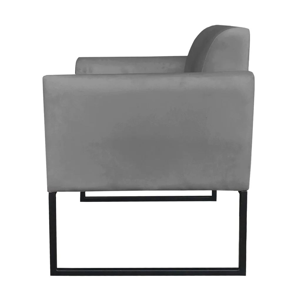 Kit 2 Poltronas Decorativas Base Industrial Preto Maressa S08 Suede Grafite - Ibiza