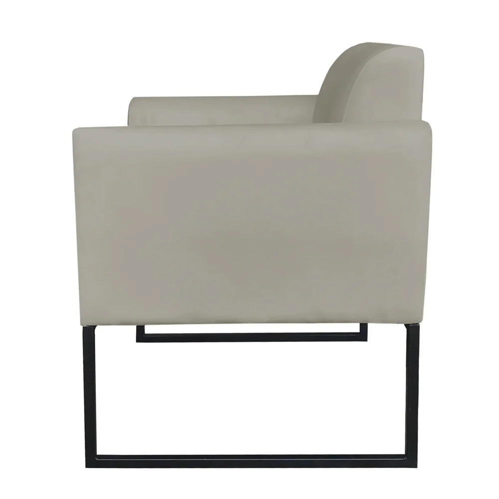 Kit 2 Poltronas Decorativas Base Industrial Preto Maressa S12 Suede Marrom Rato - Ibiza