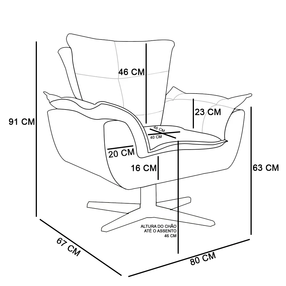 Kit 2 Poltronas Decorativas Sala de Estar Base Giratória Cromada Opla Suede Bege - Ibiza