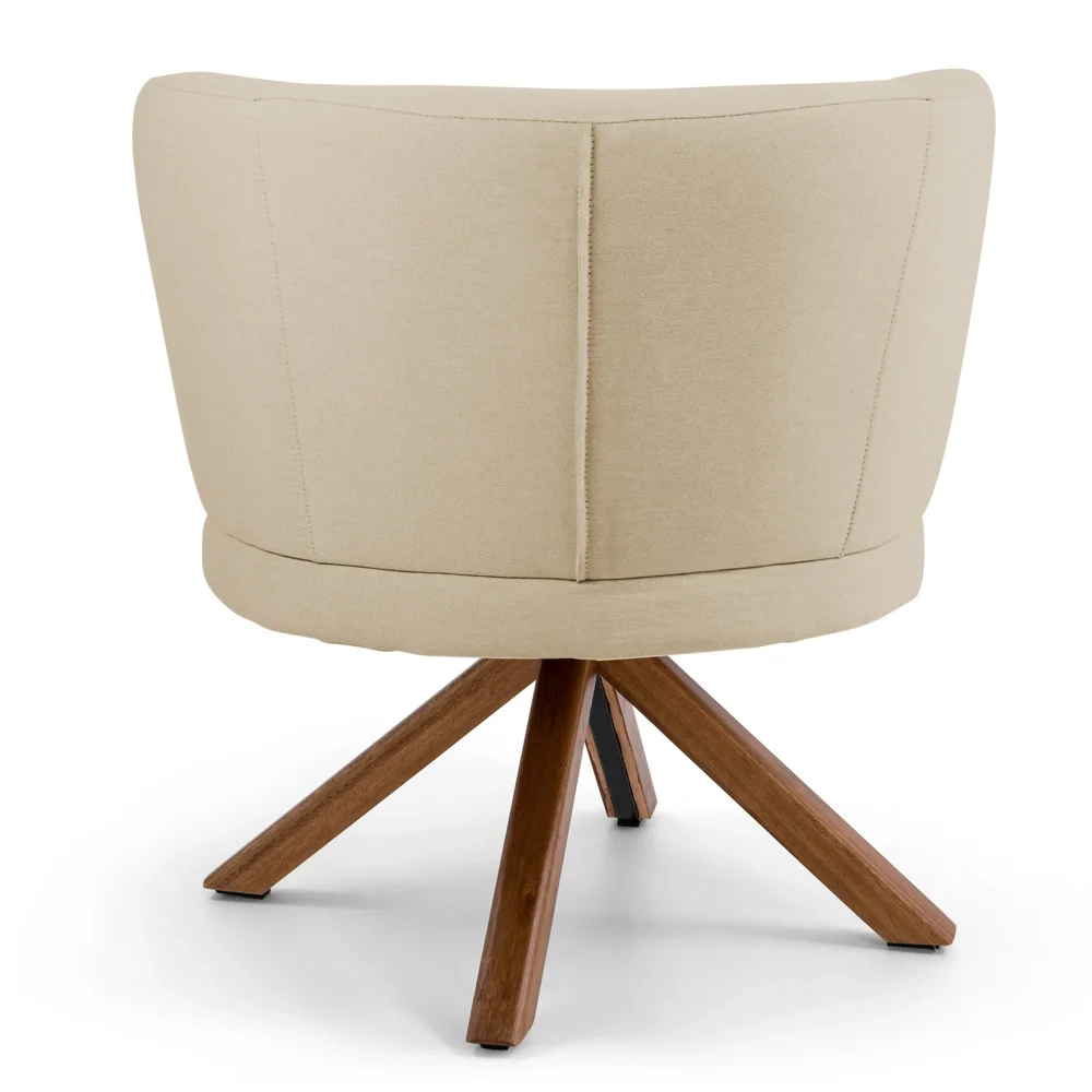 Kit 02 Poltronas Decorativas Melissa Base Giromad Giratória C-129 Linho Bege Escuro - Domi