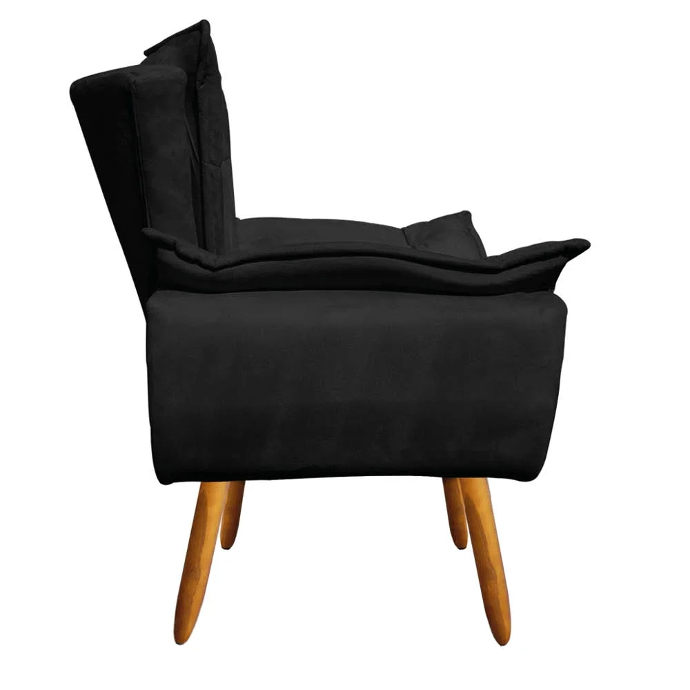 Kit 2 Poltronas Namoradeiras Pés Palito 2 Lugares Opla Suede Preto - Ibiza