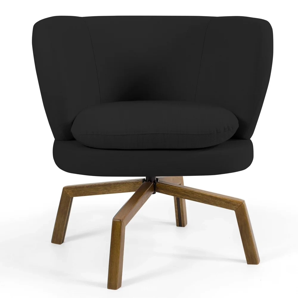 Kit 2 Poltronas Decorativas Melissa Base Ka Giratória Castanho Veludo C-300 Preto - Domi