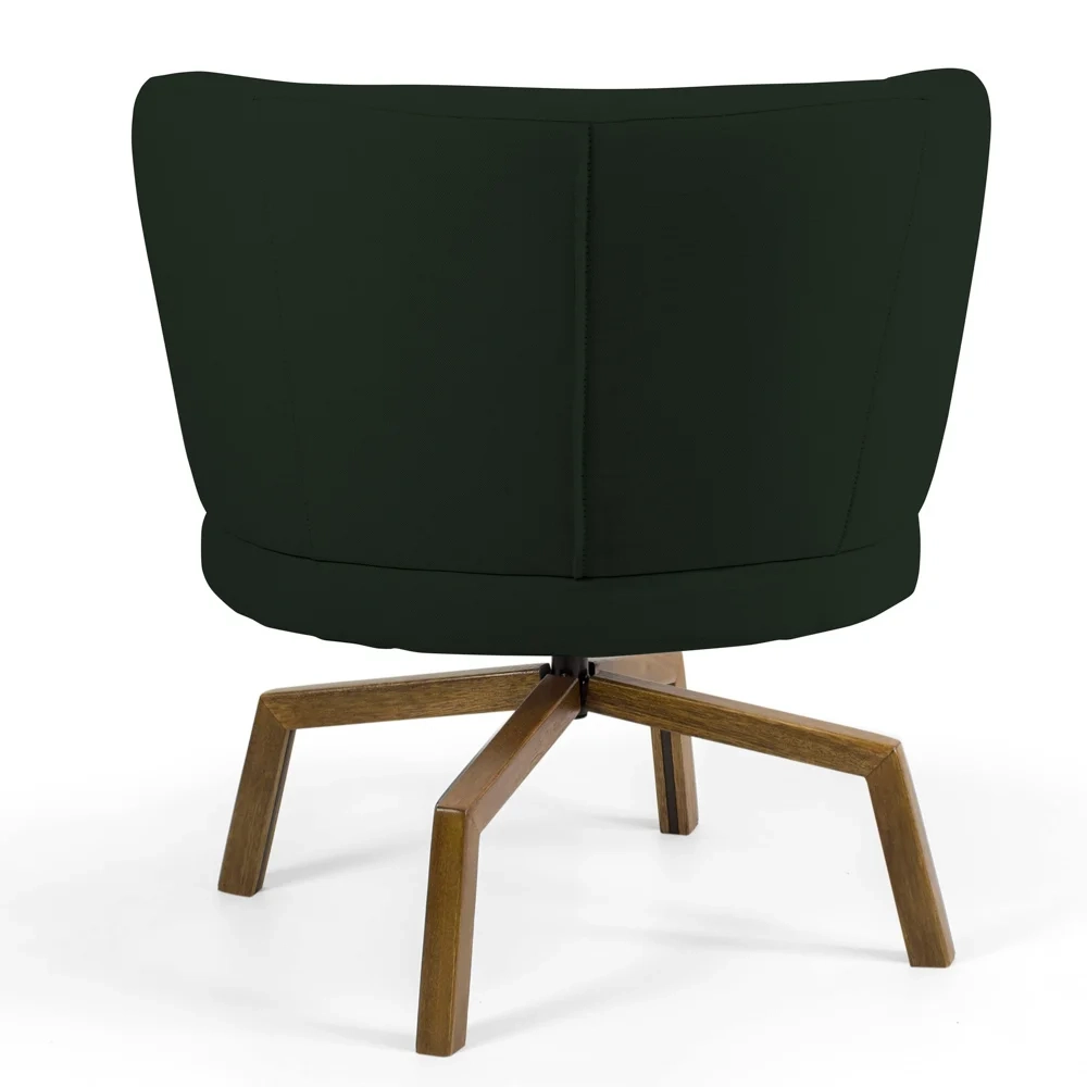 Kit 2 Poltronas Decorativas Melissa Base Ka Giratória Castanho Veludo C-303 Verde Musgo - Domi