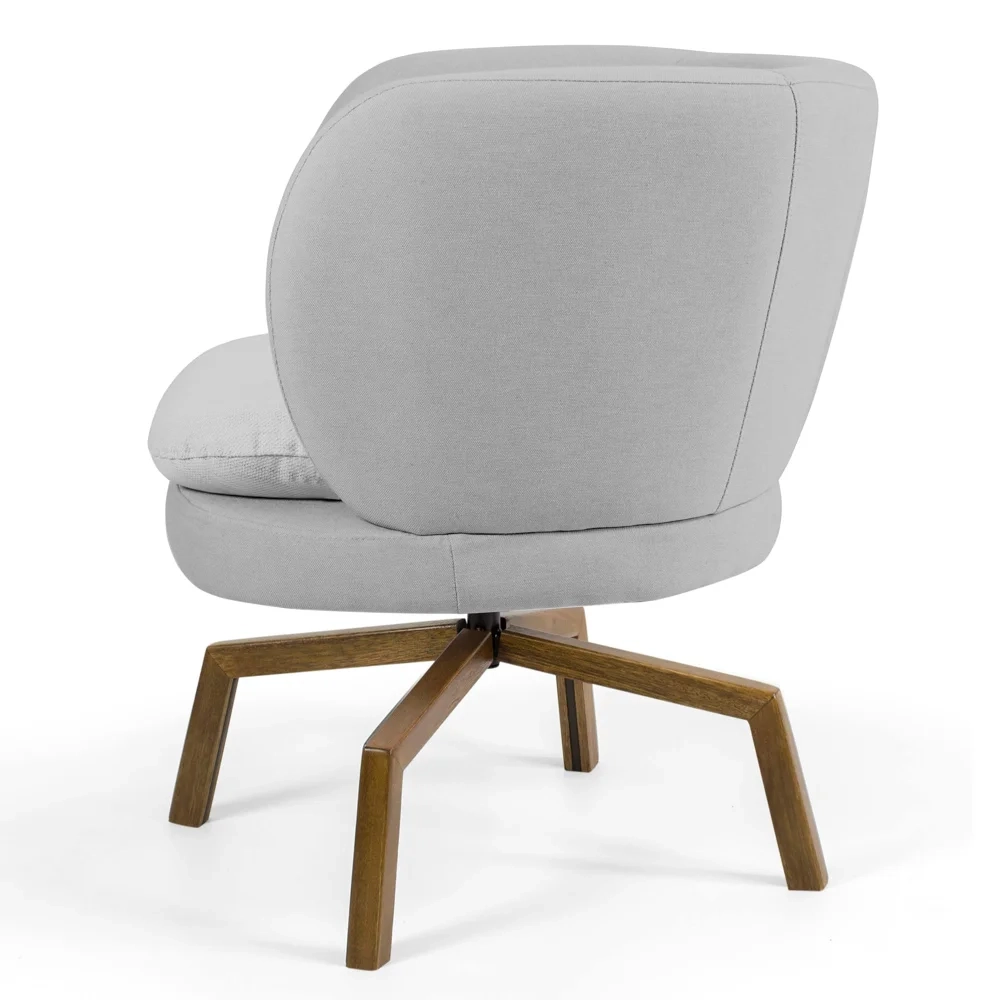 Kit 2 Poltronas Decorativas Base Ka Giratória Melissa Linho C-315 Cinza Claro - Domi