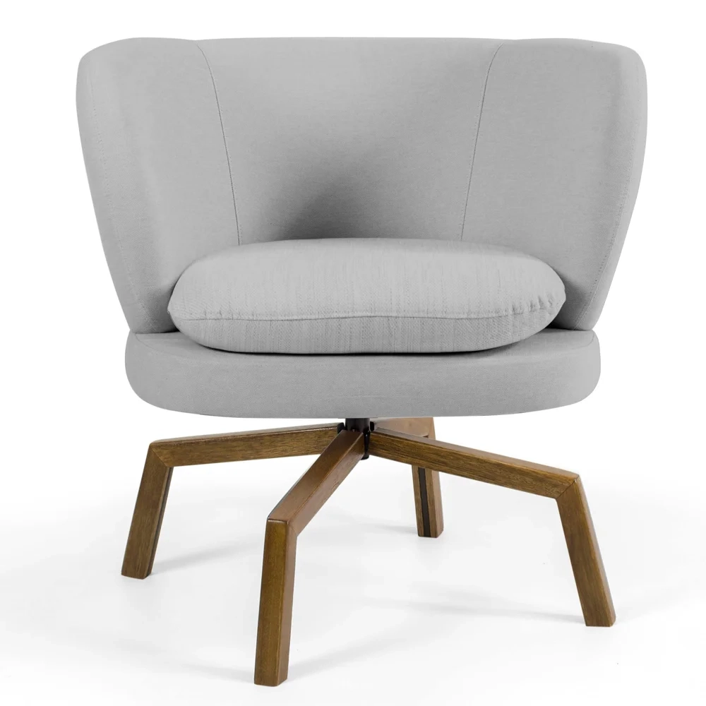 Kit 2 Poltronas Decorativas Base Ka Giratória Melissa Linho C-315 Cinza Claro - Domi