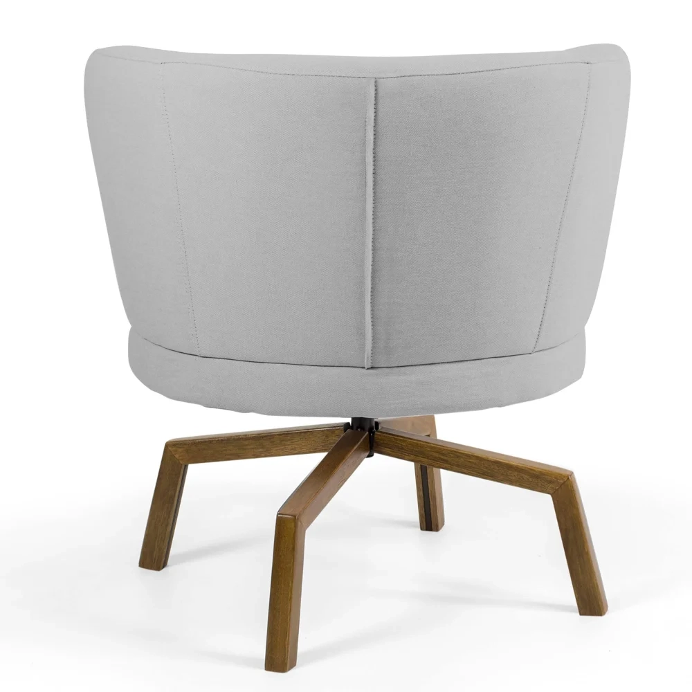 Kit 2 Poltronas Decorativas Base Ka Giratória Melissa Linho C-315 Cinza Claro - Domi