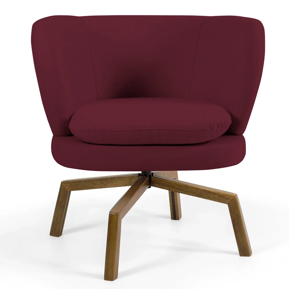 Kit 2 Poltronas Decorativas Melissa Base Ka Giratória Castanho Veludo C-278 Marsala - Domi