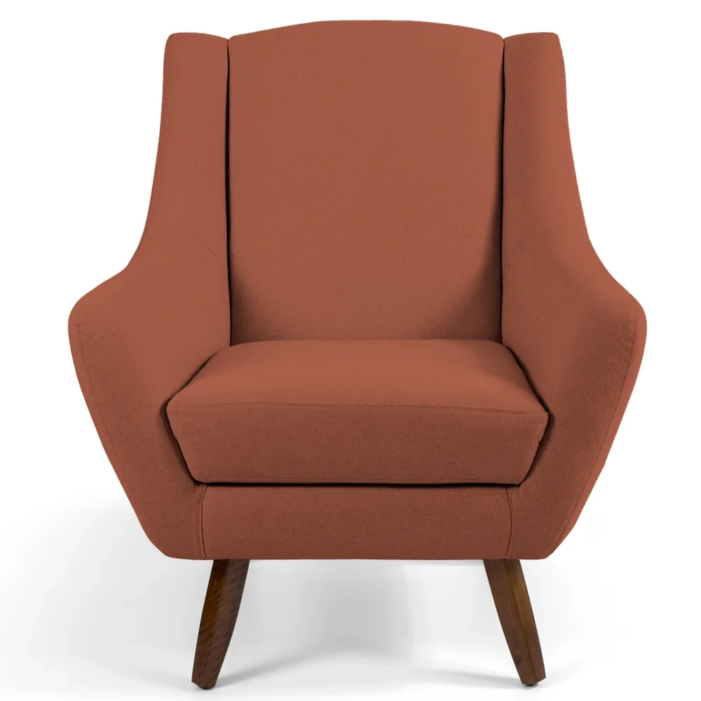 Kit 2 Poltronas Decorativas Pés Palito Madeira Juliet Veludo C-262 Telha - Domi