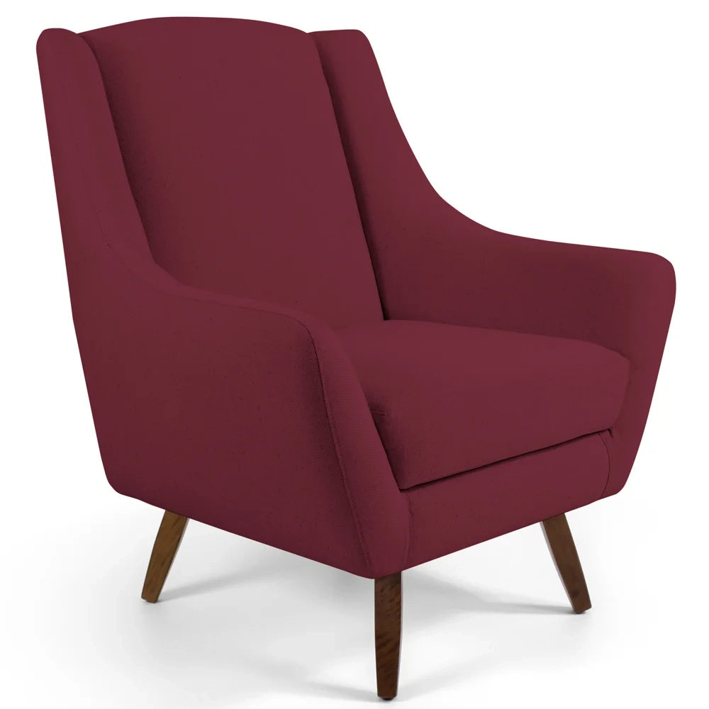 Kit 2 Poltronas Decorativas Pés Palito Madeira Juliet Veludo C-278 Marsala - Domi