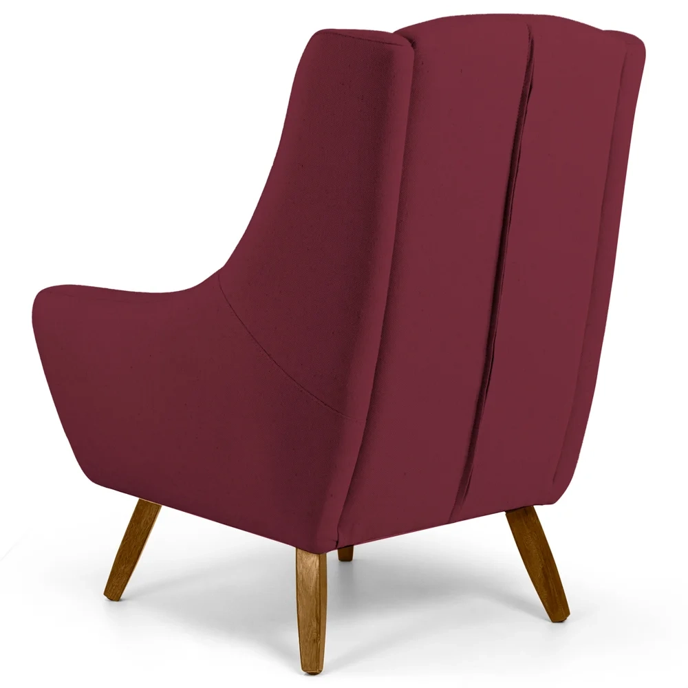 Kit 2 Poltronas Decorativas Pés Palito Madeira Juliet Veludo C-278 Marsala - Domi