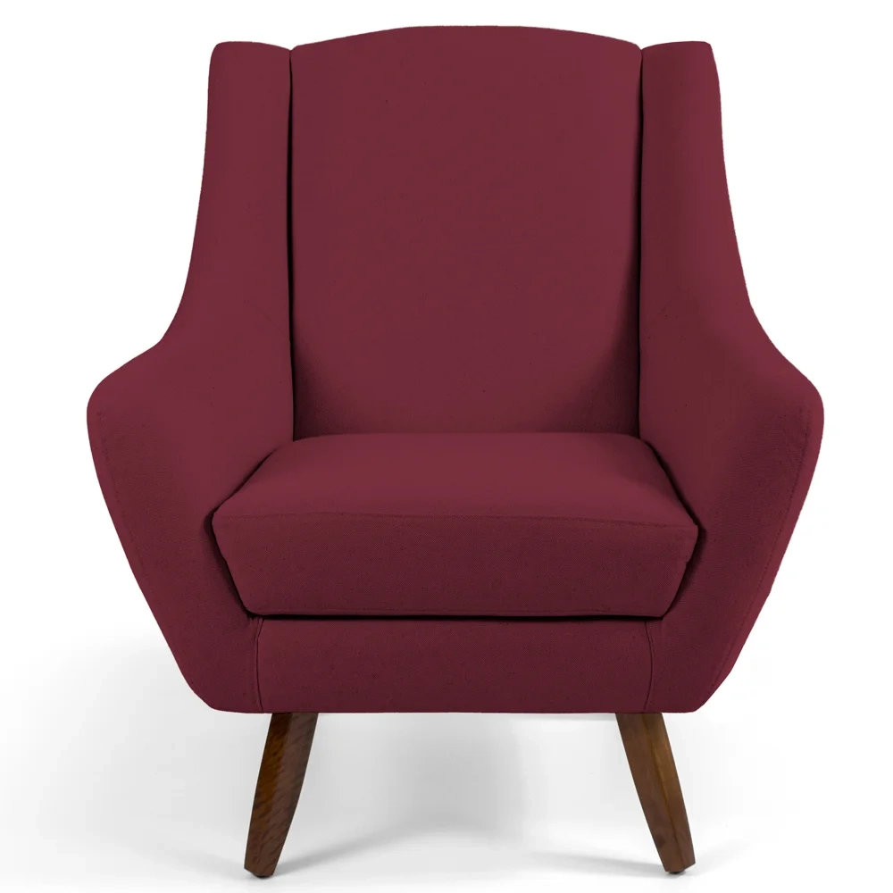 Kit 2 Poltronas Decorativas Pés Palito Madeira Juliet Veludo C-278 Marsala - Domi