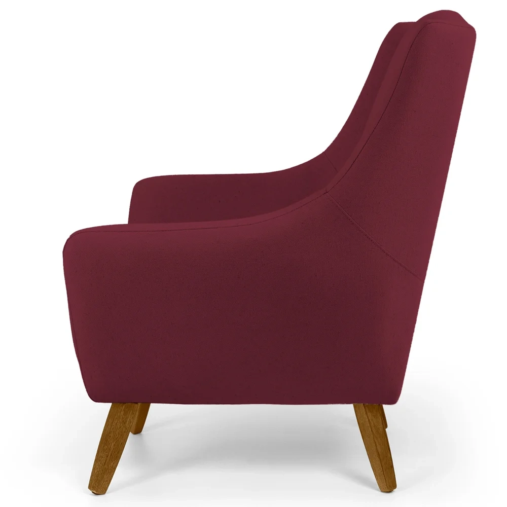 Kit 2 Poltronas Decorativas Pés Palito Madeira Juliet Veludo C-278 Marsala - Domi