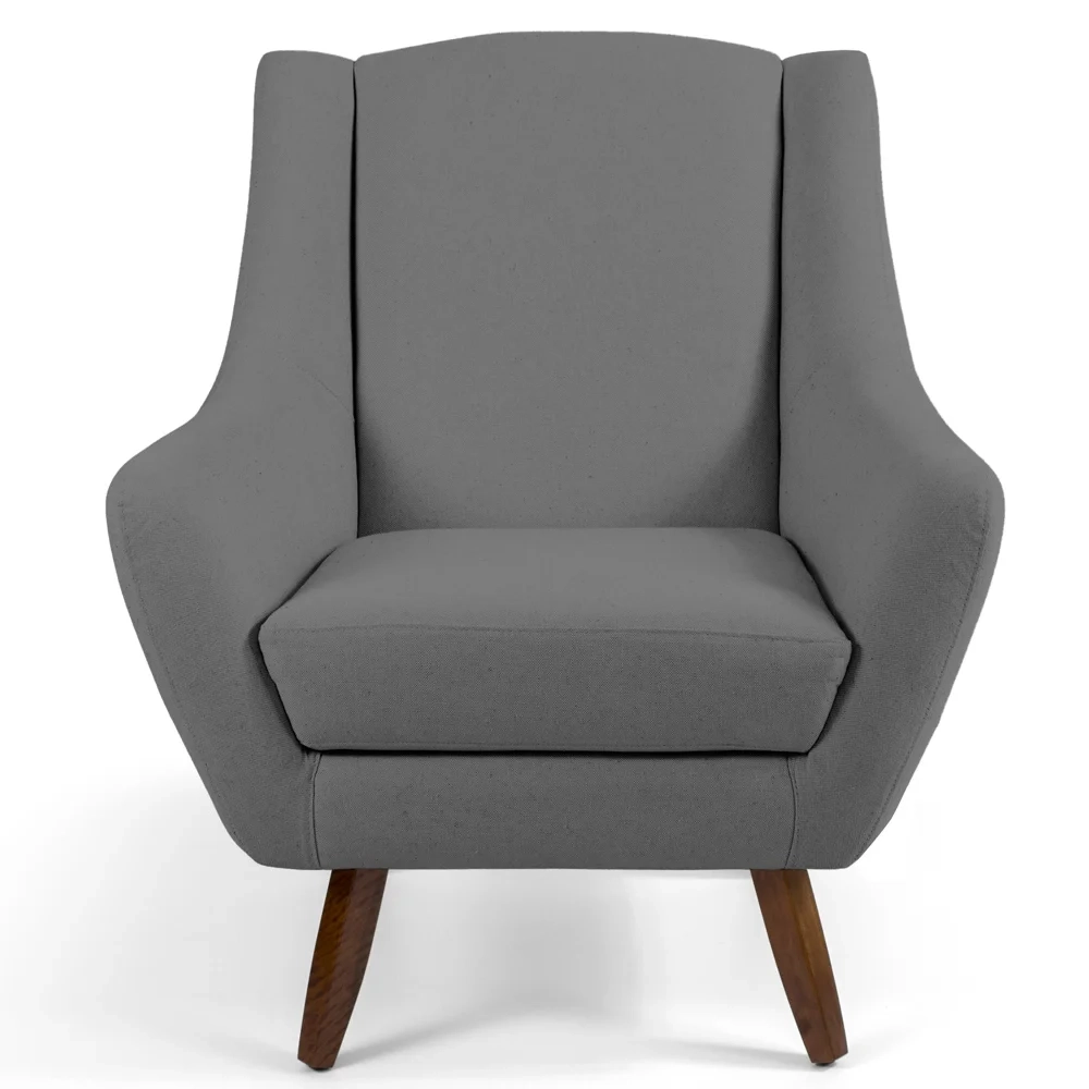 Kit 2 Poltronas Decorativas Pés Palito Madeira Juliet Veludo C-317 Cinza - Domi