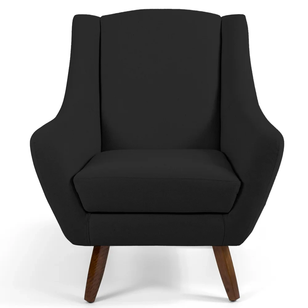 Kit 2 Poltronas Decorativas Pés Palito Madeira Juliet Veludo C-300 Preto - Domi