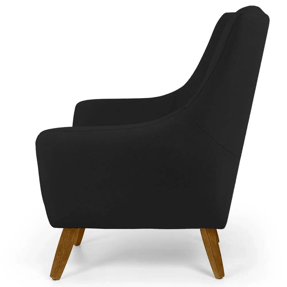 Kit 2 Poltronas Decorativas Pés Palito Madeira Juliet Veludo C-300 Preto - Domi