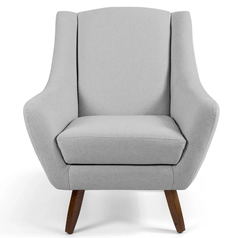 Kit 2 Poltronas Decorativas Pés Palito Madeira Juliet Linho D-315 Cinza Claro - Domi