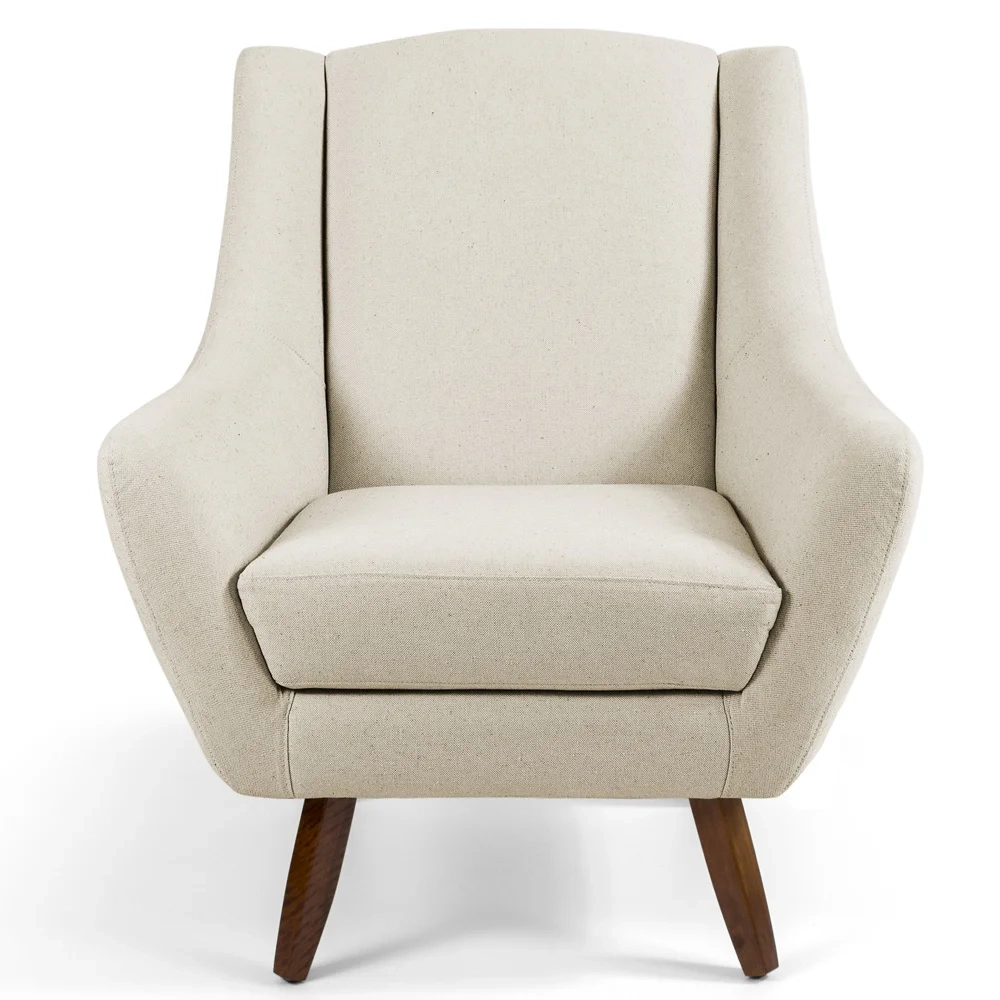 Kit 02 Poltronas Decorativas Juliet Pés de Madeira C-107 Linho Bege - Domi