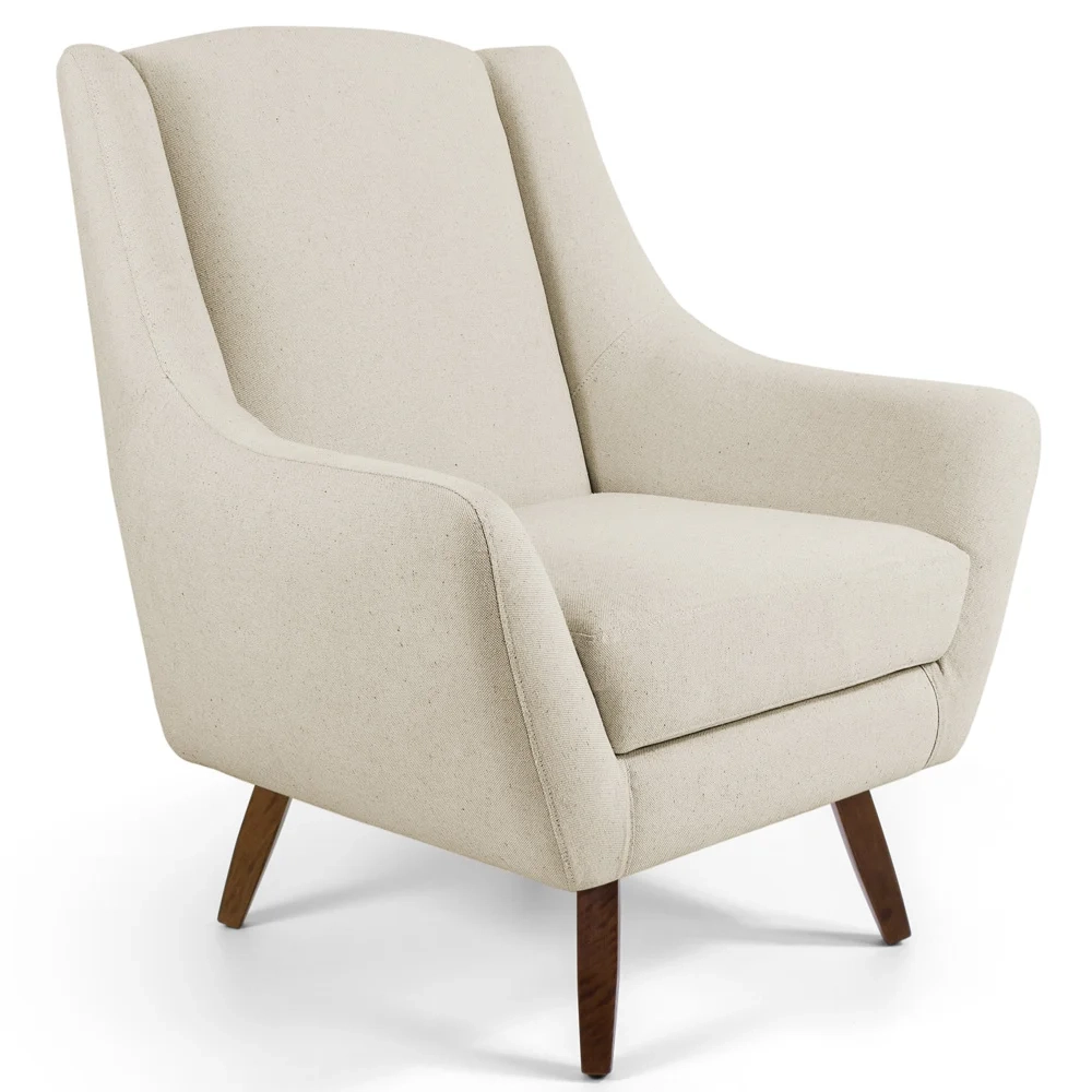 Kit 02 Poltronas Decorativas Juliet Pés de Madeira C-107 Linho Bege - Domi