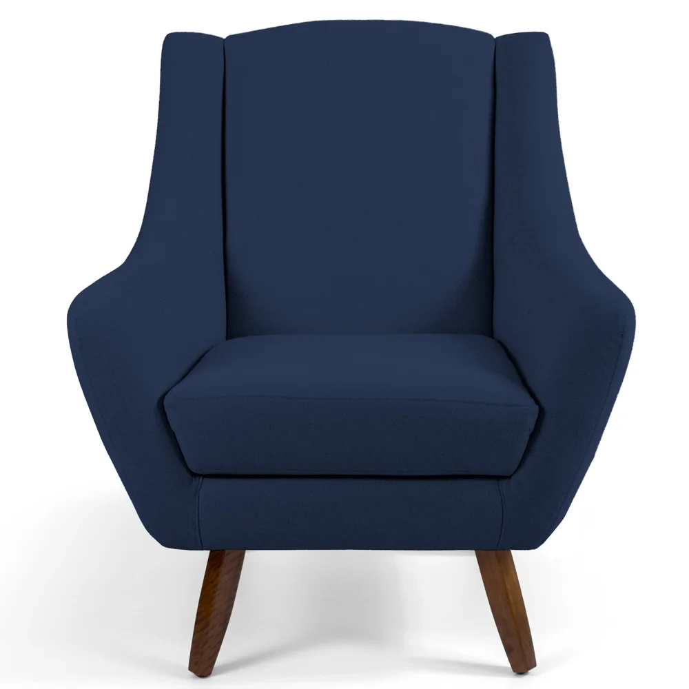 Kit 2 Poltronas Decorativas Pés Palito Madeira Juliet Veludo C-304 Azul Marinho - Domi
