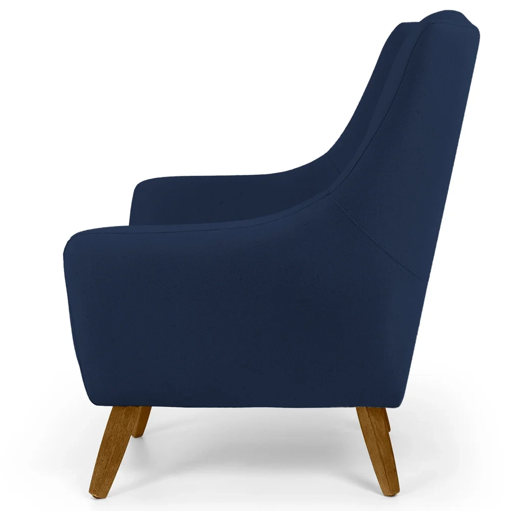 Kit 2 Poltronas Decorativas Pés Palito Madeira Juliet Veludo C-304 Azul Marinho - Domi