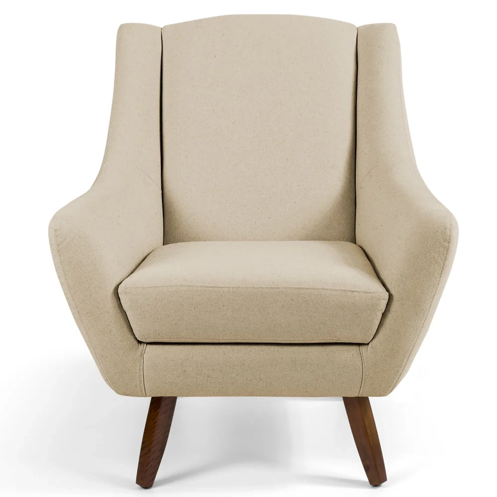 Kit 02 Poltronas Decorativas Juliet Pés de Madeira C-129 Linho Bege Escuro - Domi