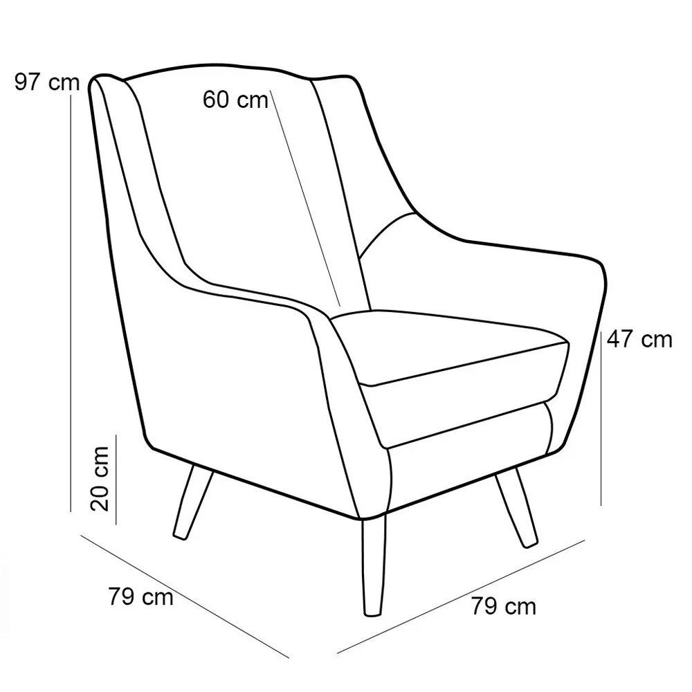 Kit 02 Poltronas Decorativas Juliet Pés de Madeira C-416 Linho Cinza Escuro - Domi