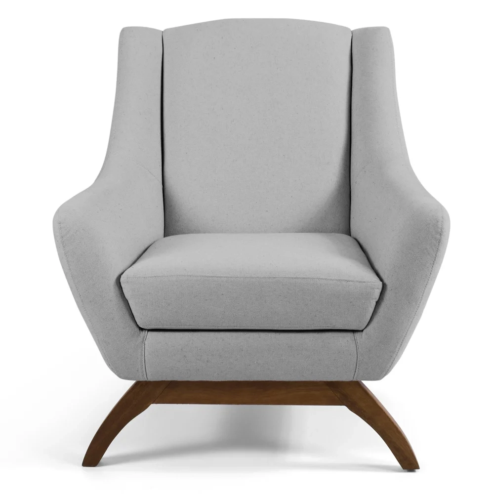 Kit 2 Poltronas Decorativas Base de Madeira Juliet Linho D-315 Cinza Claro - Domi