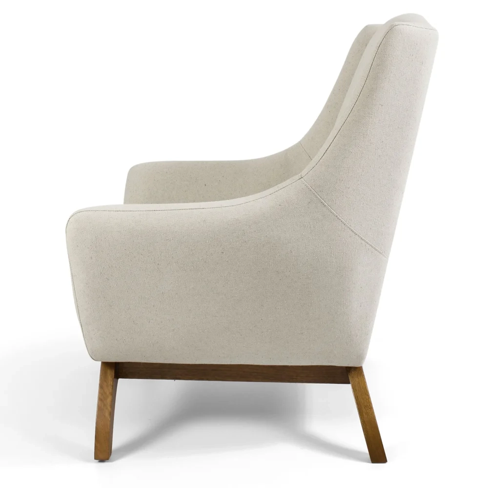 Kit 02 Poltronas Decorativas Juliet Base de Madeira B-370 Linho Bege Cru - Domi