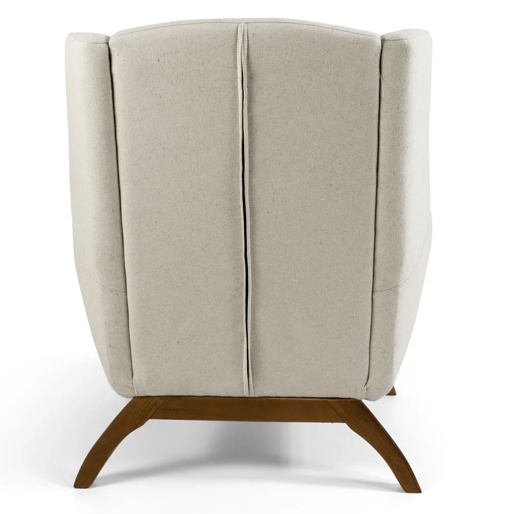 Kit 02 Poltronas Decorativas Juliet Base de Madeira B-370 Linho Bege Cru - Domi