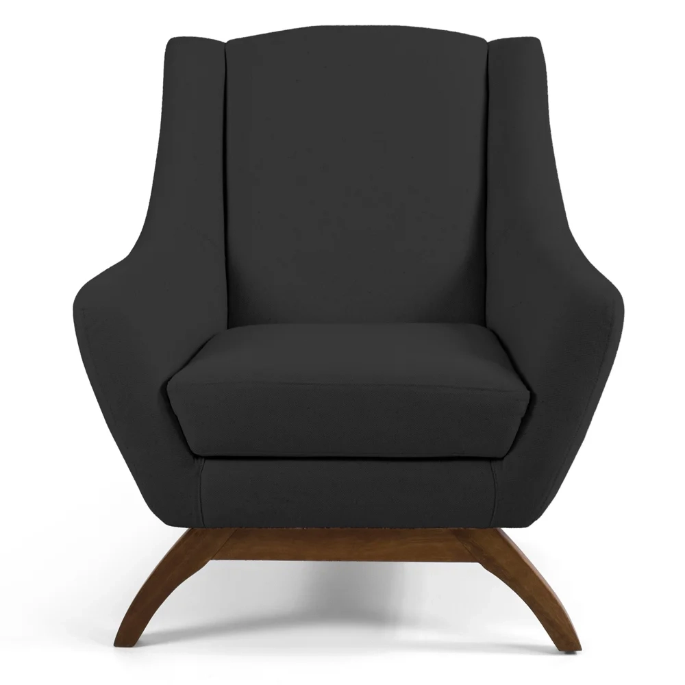 Kit 2 Poltronas Decorativas Base de Madeira Juliet Linho D-465 Chumbo - Domi